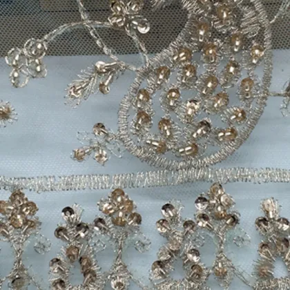 Hand-Made Hanfu Beaded Embroidery Sequined Fabric