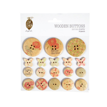 DIY Wood Buttons: Assorted Print Designs, Round Butterfly Patterns, Uneven Sizes