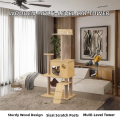 Large Luxury Cat Condo Tower Wooden Indoor Scratcher Multi Tier Climbing Structure Sleeping Cave Exercise Platform Strong Carton