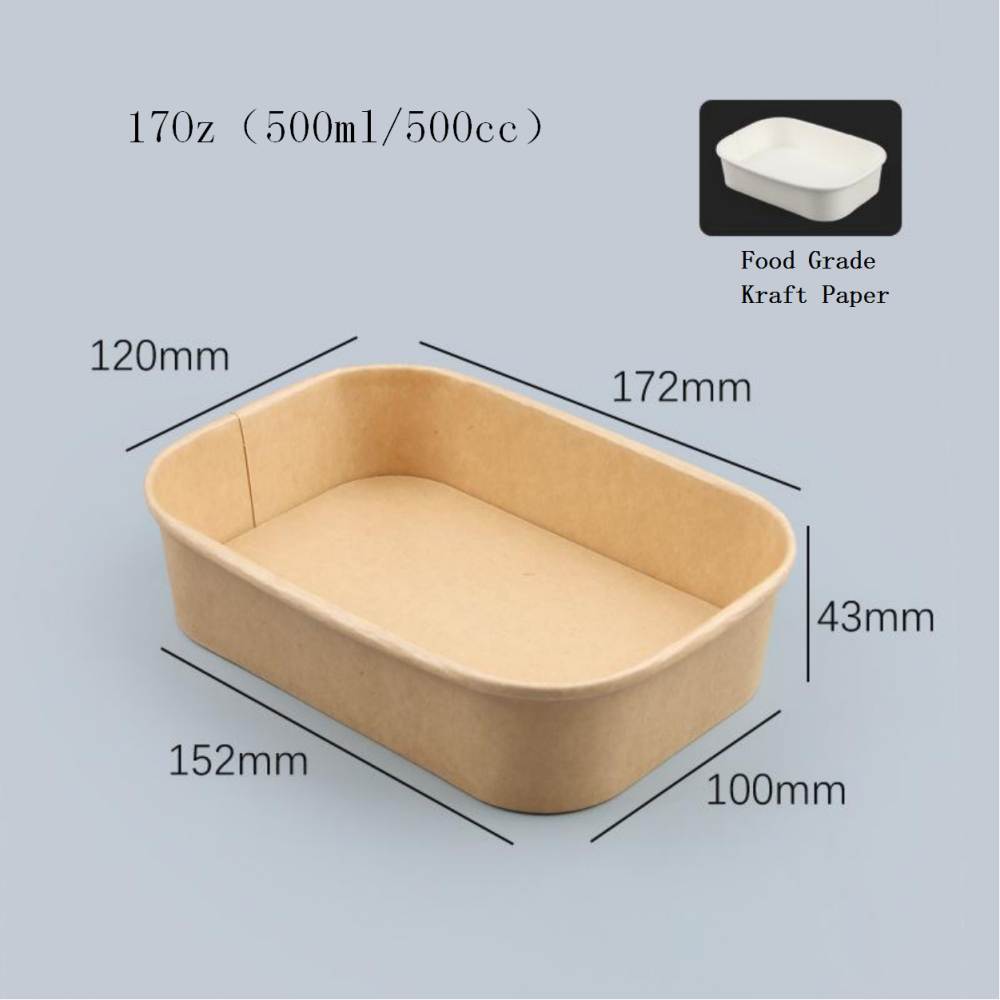 Contenedor de alimentos rectangular de papel kraft biodegradable