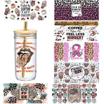 High Quality Transparent UV DTF Cup Wrap Transfers Factory Wholesale