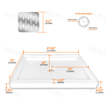 Белый квадратный поднос для душа акрил