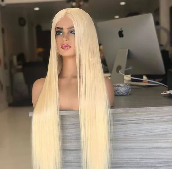 613 Blonde Lace Front Human Hair Wigs For Women ,Transparent Lace Frontal Wig, Blonde Bone Straight Human Hair Wig