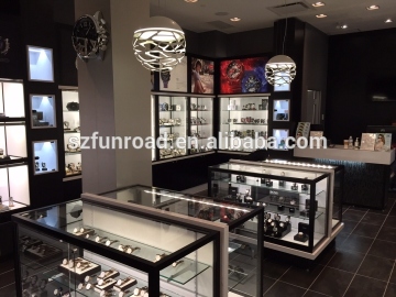 Customized glass/wooden showcase for watch store design and decoration