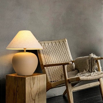 Handmade Ceramic Table Lamp - Affordable Fabric Bedroom and Living Room Lighting