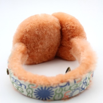 New winter earmuff Jacquard LOGO organic cloth fabric sheepskin hair earmuff