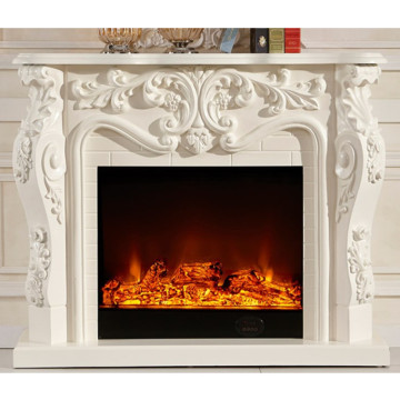 Wholesale Hand Carved White Style Electric Fireplace Mantel