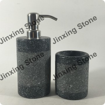 Black Natural Granite Pump Tumbler Mug Liquid Soap Dispenser Stone Bathroom Accessories