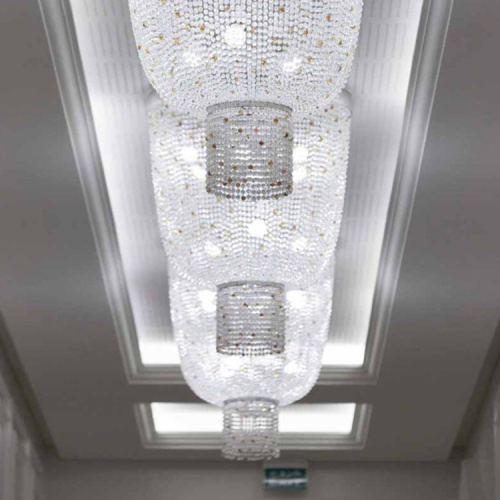 Lampe de lustre boule de cristal de scène de hall d&#39;hôtel