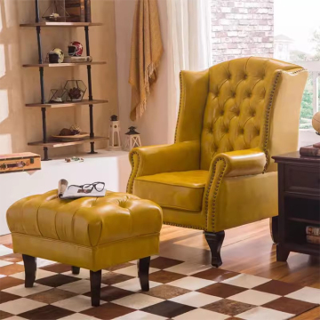 Rustic Leather Living Room Chairs with Ottoman for Home or Hotel Furniture