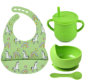 Silikon Baby Feeding Set Bib Bowl Spoon