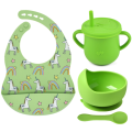 Silikon-Baby-Fütterungs-Set-BIB-Schüssel-Löffel