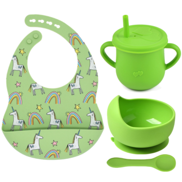 Silicona Baby Feansing Set Bab Bowl Cuchara