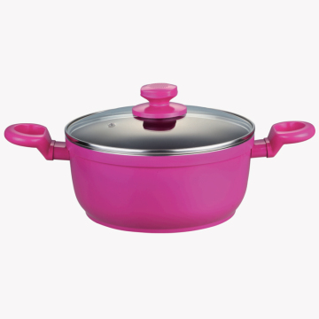 Forged aluminium ceramic coated casserole/stock pot with lid