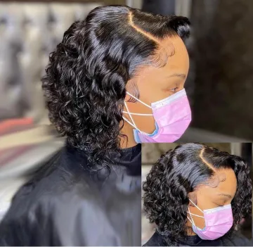 Wholesale pixie curls wig for women peruvian human hair extensions short pixie curls human hair wigs