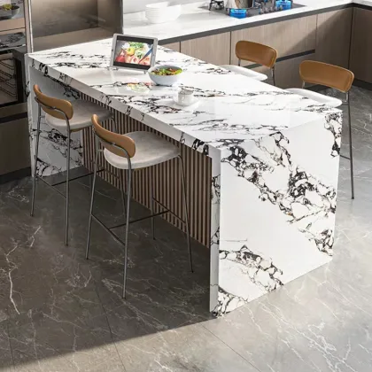 Simplicity Small Kitchen Island Designs: Modern Marble Top Stone Kitchen Island Images