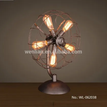 Vintage lighting fan shade wrought iron table lamp
