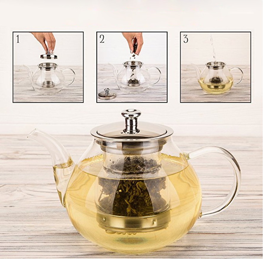 custom heat resistant luxury large borosilicate glass tea set teapot