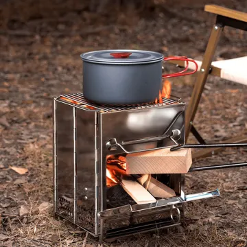 lightweight portable mini outdoor firewood stove hiking camping BBQ Picnic folding stainless steel outdoor wood burning stove