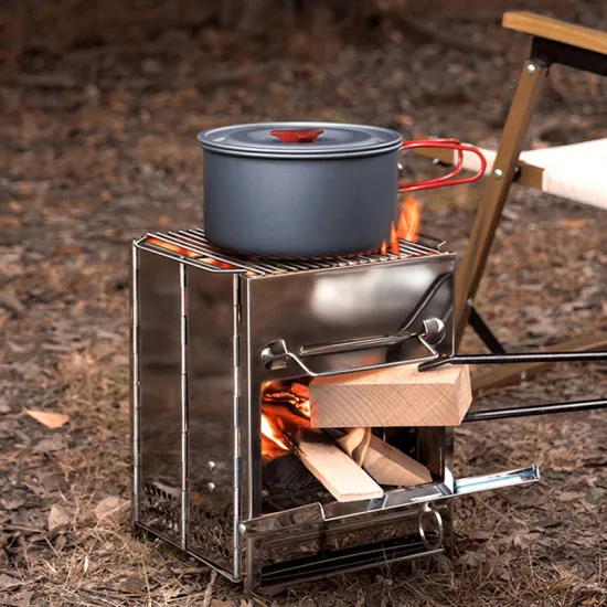 lightweight portable mini outdoor firewood stove hiking camping BBQ Picnic folding stainless steel outdoor wood burning stove