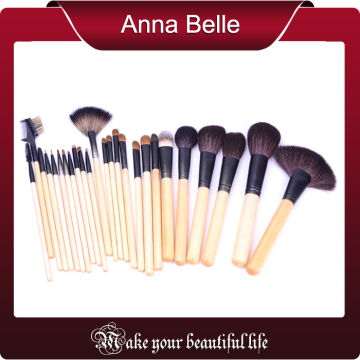 25pcs wooden handle aluminum ferrule animal hair cosmetic brush set 2013