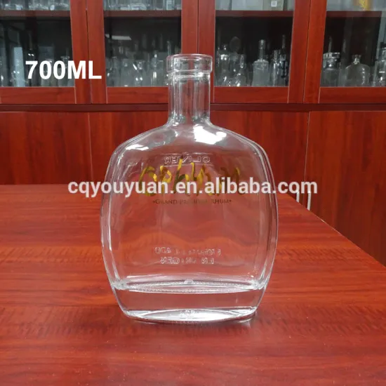 Perfect craftmanship extra flint decaled spirit bottle 700ml glass bottle whiskey