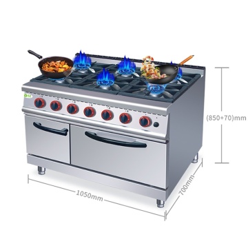 2023 Professional 6 Burner Gas Stove Range with Oven for Restaurants