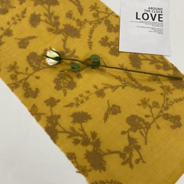 Ginger T/C Ground Poly Yarn Flower Embroidery Fabric