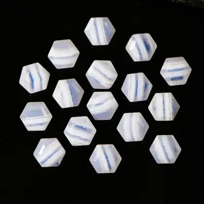 Natural Blue Agate Hexagonal Cut Blue Lace Agate