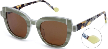 C4 Acetate Spectacle Frame Green Wood Grain