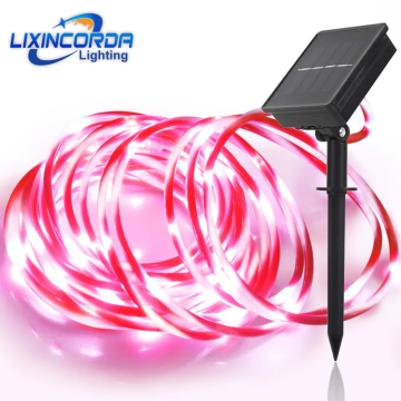 LIXINCORDA Outdoor Waterproof Fairy Lights Garden Garland Solar Powered Rope Tube String Lights for Party Yard Decoration