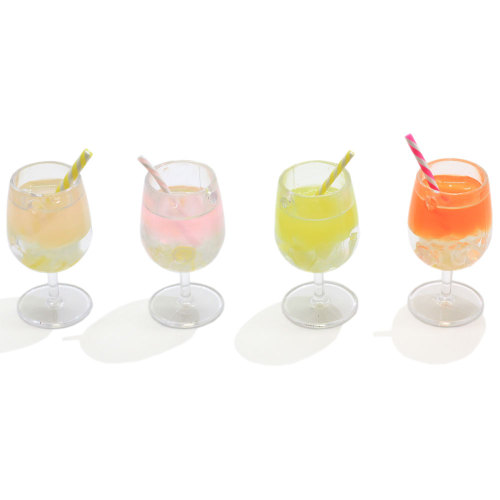100 stks Glas Stro Fruit Thee Drinken Cup Hars Cabochon Voor Poppenhuis Keuken Oorbel Charmes Speelgoed Fairy Garden Beeldjes DIY