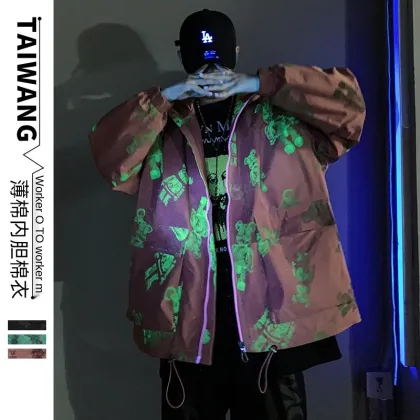 Machine bear luminous cotton jacket 2021 new men's jacket