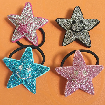 Multicolor Rhinestone Leather Star Smile Starfish Hair Ornaments