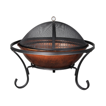 26" Round Porcelain Wood Burning Fire Pit