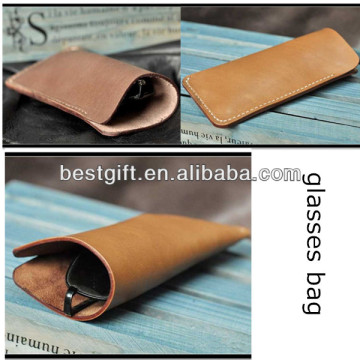 hot sale leather eyewear case, light brown eyeglasses bag