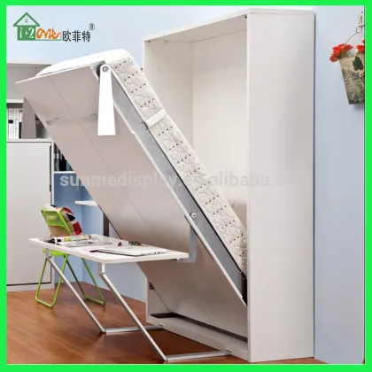 Vertical turning DIY white wall bed double wall bed folding deskl bed