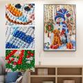 Christmas Snowman And Puppy 5d Diamond Painting