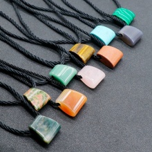 Natural agate crystal fan axe with large hole and thick rope pendant DIY design handmade necklace original national style