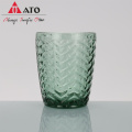 New Handmade vintage green Fish bone glass tumbler