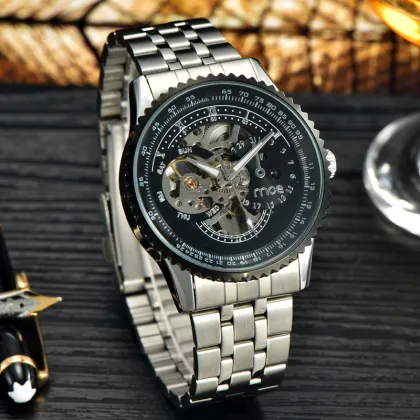Black Hollow Mechanical Man Watch