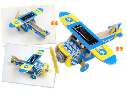 3D Puzzle solar plane DIY kids wooden toys