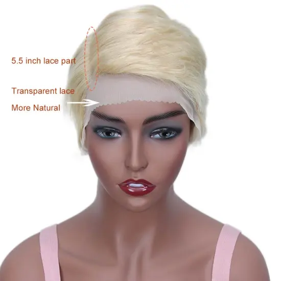 Rebecca Retail marketable Straight Pixie Cut Wig Lace Part Human Hair Wigs Lace Front Pre Plucked Brazilian Short Wigs For Women