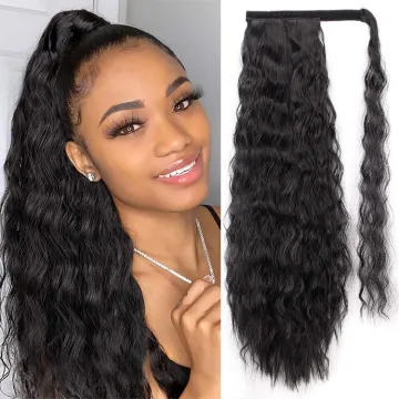 wholesale Private Label Cruly Synthetic Hair ponytail for Women Natural Hair wrap around Clip in hair Ponytail