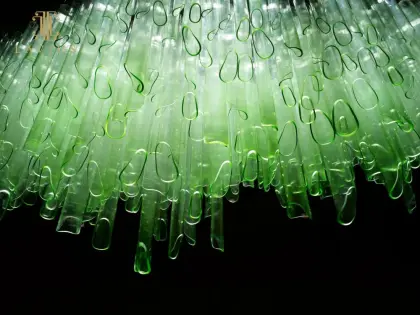 Simple giant hotel green glass chandelier light