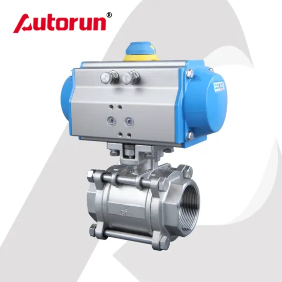 Stainless Steel 3PC Single Acting Spring Return Pneumatic Ball Valve
