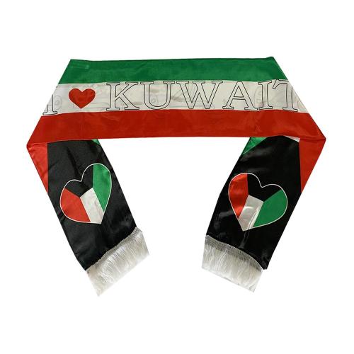 National day cheering Satin printing Kuwait flag scarf