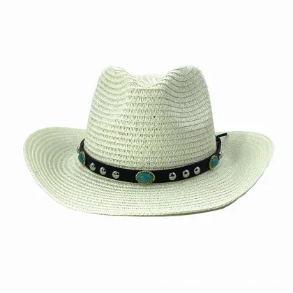 Men's Fashion Black Sunscreen Panama Hats - Straw Cowboy Hat