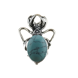 Turquoise 13X18mm Cabs Antique Silver Alloy Spider Pendant for DIY Making Jewelry