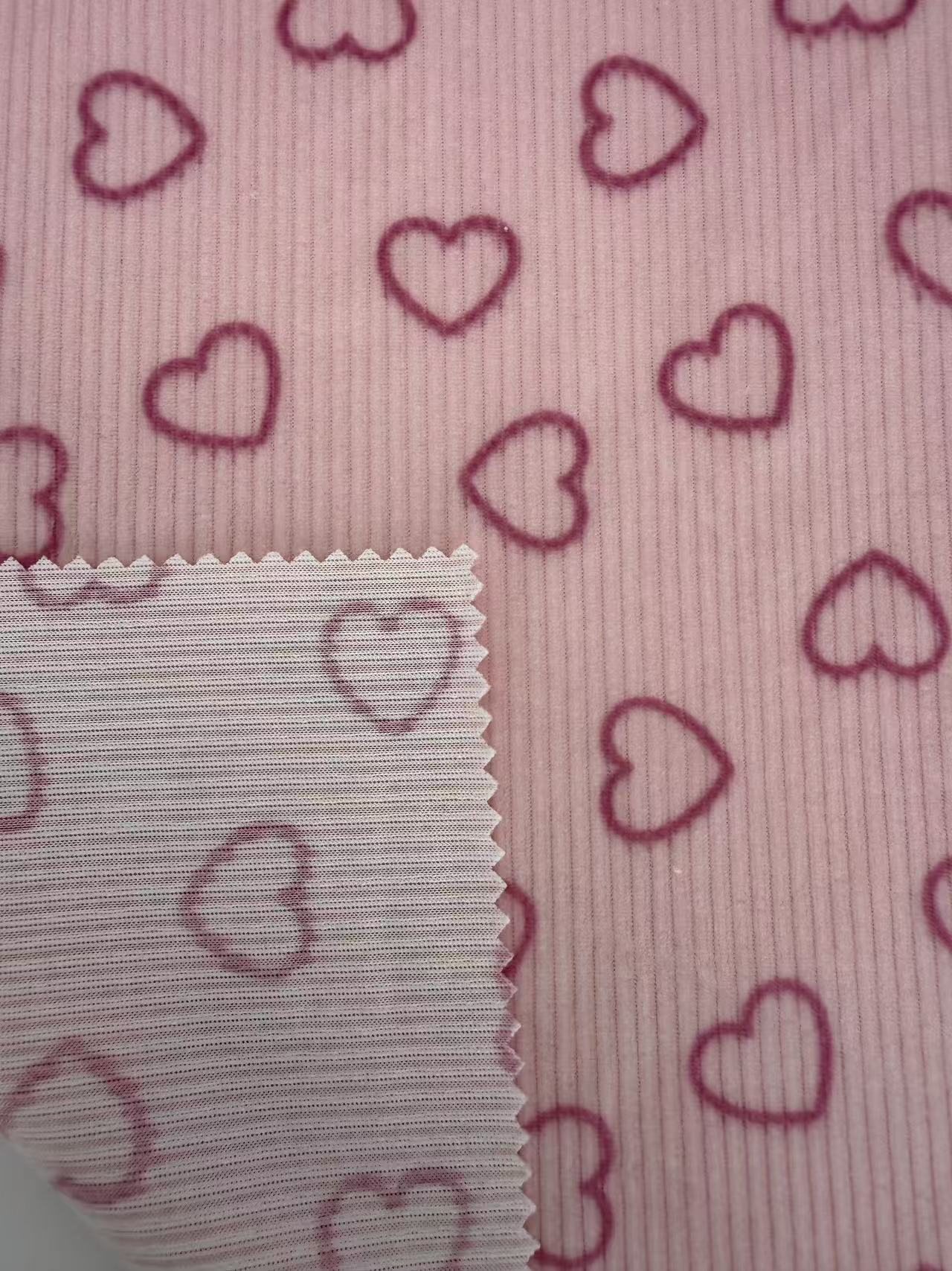 Heart Water Print Polyester knitted fabric